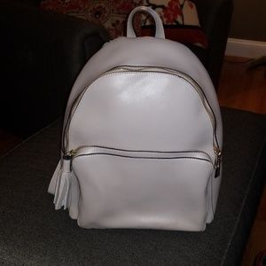 Gray Leather Backpack